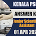 Kerala PSC | Junior Scientific Assistant Exam [022/2023] Question Paper and Answer Key