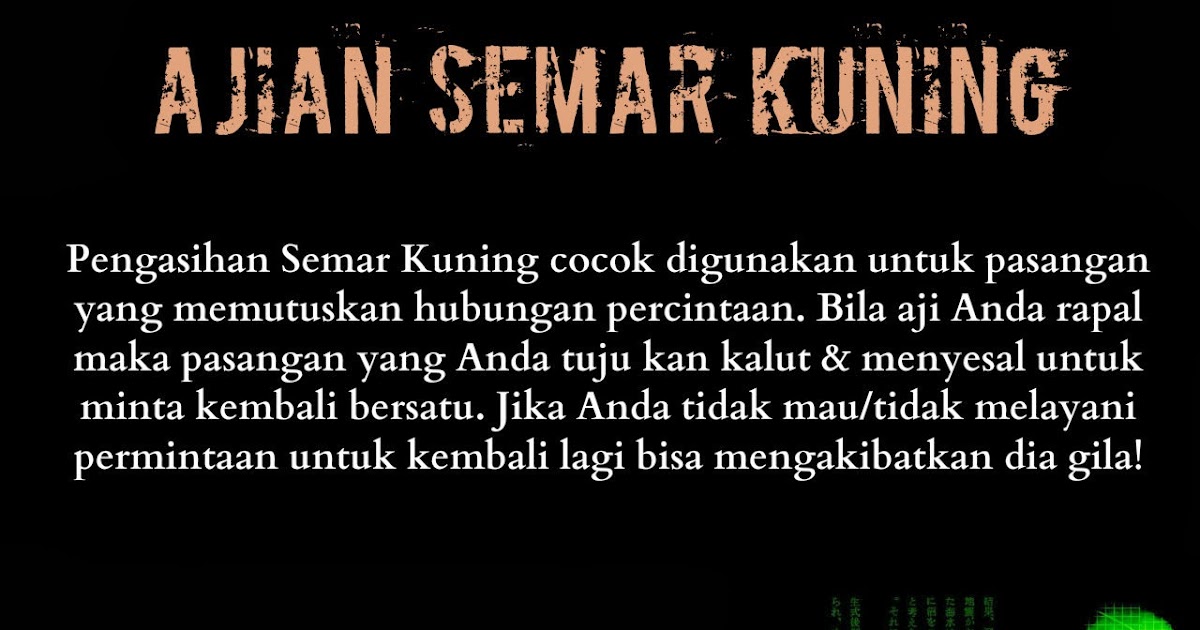 Best Paranormal Indonesia: AJIAN SEMAR KUNING