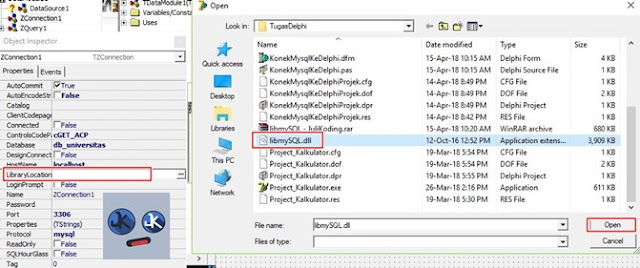 Lokasi library LibMySQL