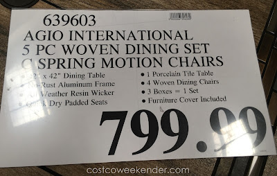 Deal for the Agio International 5 Piece Woven Dining Set at Costco