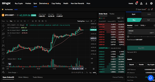 منصة bingx للمبتدئين في تداول العملات الرقمية والذهب والاسهم 1