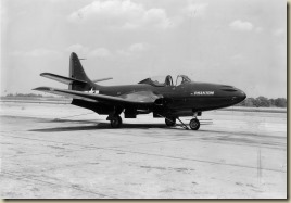 The second McDonnell XFD-1 Phantom (4823^) on a catapult at NAS Patuxent River on 9 May 1946.  This aircraft made the first US designed pure-jet aircraft take off and landing from a us carrier USS FDR (CVB-42) on 19 July 1946.
USN
Naval Aviation History