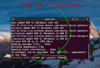 type sudo apt intall ffmpeg and press enter in ubuntu terminal