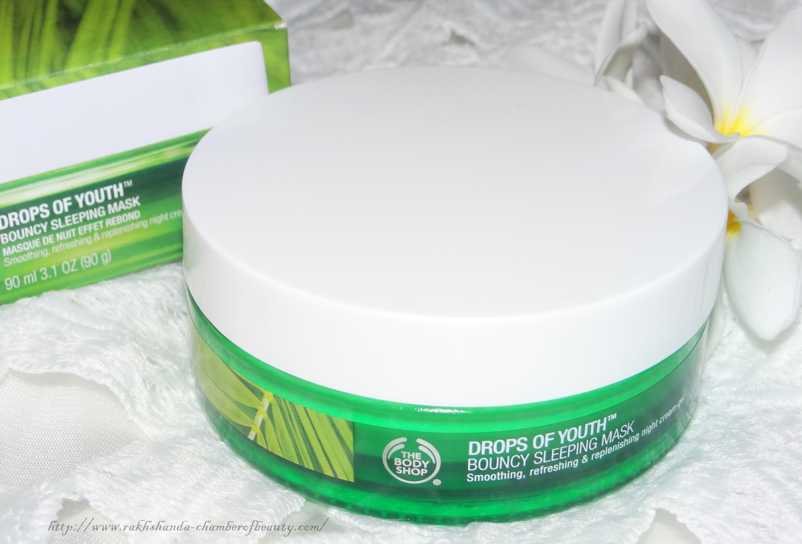 The Body Shop Drops of Youth Bouncy Sleeping mask- Review, Photos, Price, night skincare, night-cream gel, Indian beauty blogger