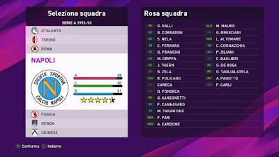 PES 2020 PS4 Classic Option File Serie A Calcio 1992/1993 by The Dex
