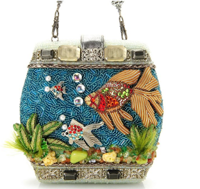 Unusual hand beaded statement fish purse