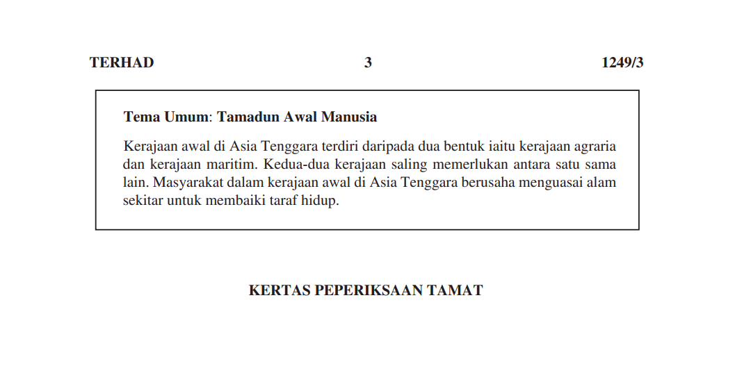 Tema Umum Sejarah Kertas 3 SPMU 2019 (SPM Ulangan) - MY 