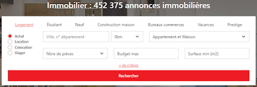 le moteur de recherche de la rubrique Immobilier de Paruvendu