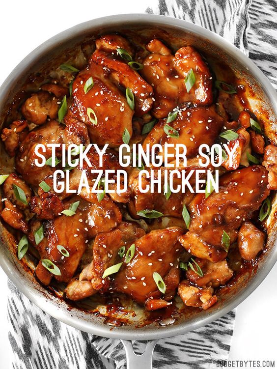   Sticky Ginger Soy Glazed Chicken