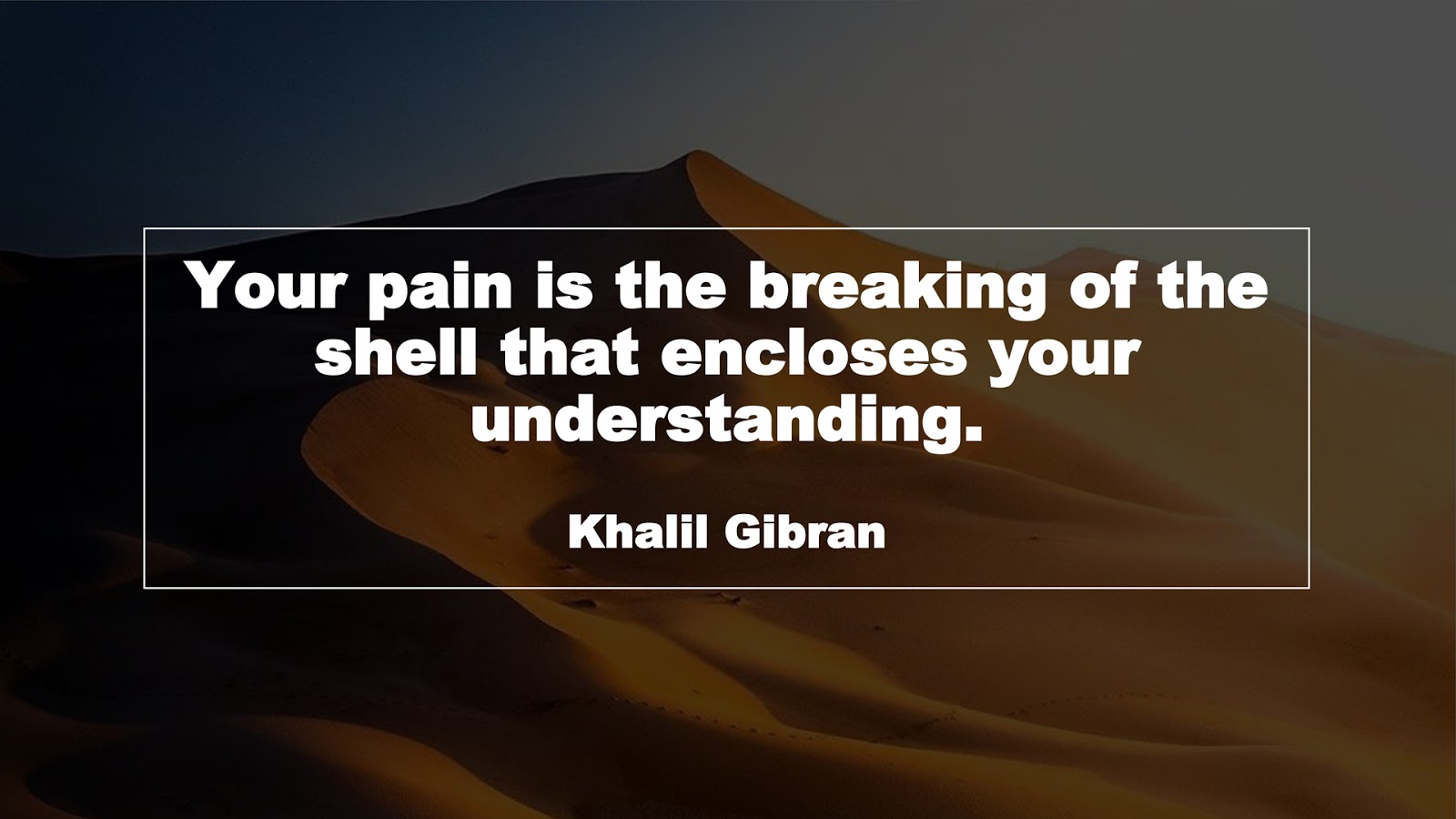 Your pain is the breaking of the shell that encloses your understanding. (Khalil Gibran)