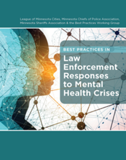 Cover of a booklet with four faces looking toward the title, "Best Practices in Law Enforcement Responses to Mental Health Crises."