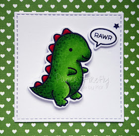 Cute punny Valentine's Day card with adorable dinosaur (image is Rawr! from Lawn Fawn)