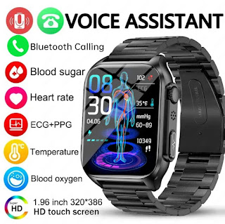 Medical Grade Smart Watch AI Voice Assistant Bluetooth Call Automatic Infrared Blood Oxygen Health ECG+PPG