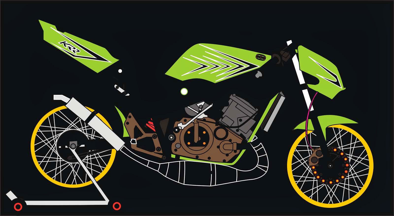 Gambar Sketsa Sepeda Motor Drag Terunik