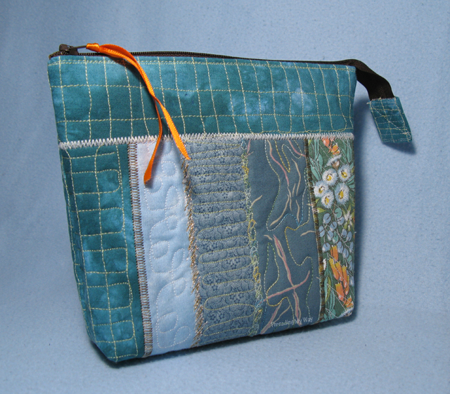 Free Motion Machine Embroidered Zippered Pouches ~ Threading My Way