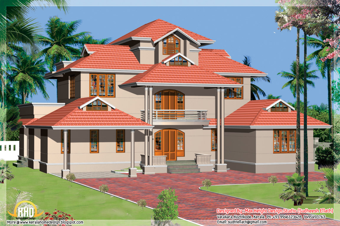  Kerala  style beautiful 3D home  designs  Kerala  home  