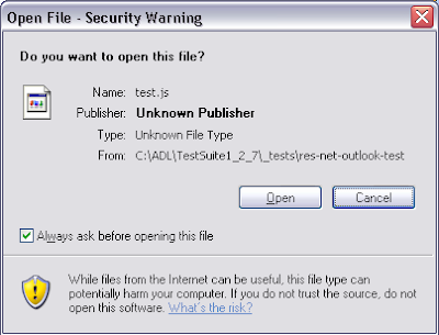 'Open File - Security Warning' dialog box with 'While files from the internet are useful, this file type can potentially harm your computer. If you do not trust the source, do not open this software.'