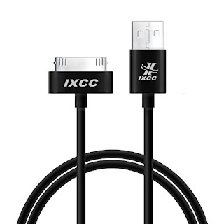  iXCC 3ft Apple MFi Certified 30 pin to USB Sync and Charge Cable for iPhone 4/4s, iPad 2/3, iPod 1-6 Gen - Black