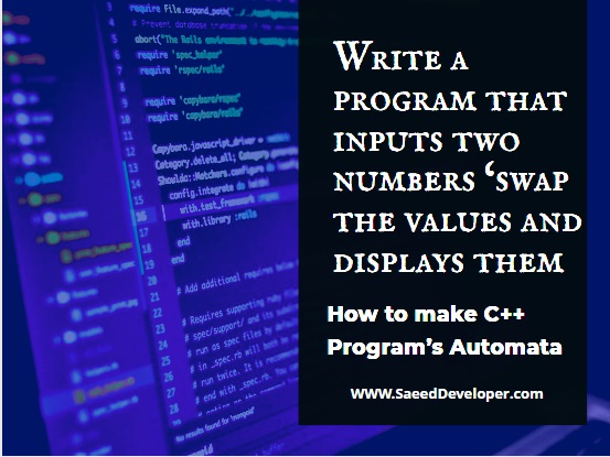 Write a program that inputs two numbers ‘swap values and displays