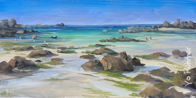 Bretagne Boote gemalt Ölbild pleinairmalerei