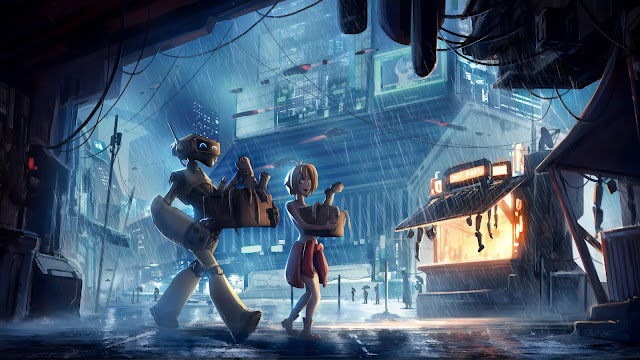 Cyberpunk Robot City Sci-Fi