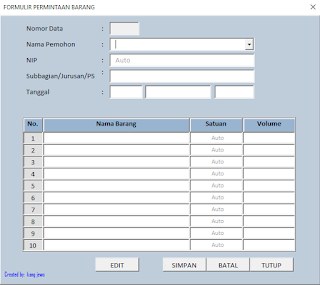 Aplikasi Excel Stock Persediaan dan Permintaan Barang Gudang
