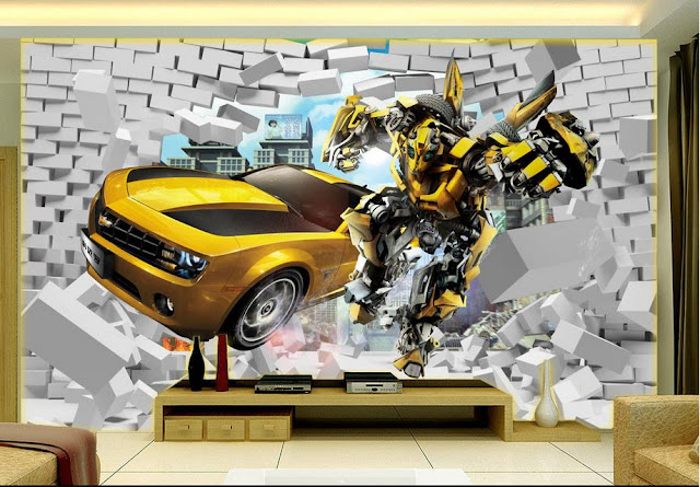 Transformers wall mural wallpaper for bedroom wallpaper Bumblebee car modern 3d wallpaper mural 3d Cars Transformers wallpaper for kid room
