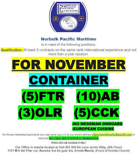 job vacancy at container ship