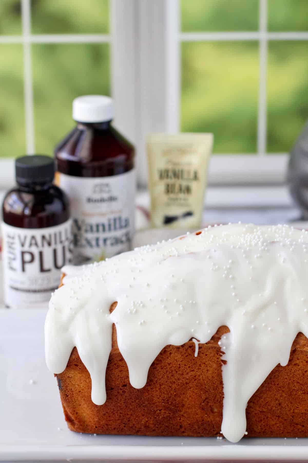 Vanilla-Bean Pound Cake with three vanilla extracts.