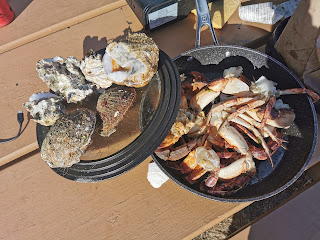 Fresh crabs and oysters on at Shell Beach