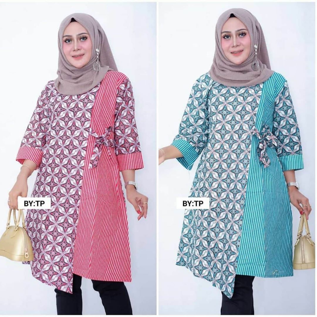  Model  Tunik  Batik Kombinasi Polos Terbaru 2022 Desain Mewah Dan Modern Model  Baju Korea