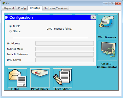 DHCP request failed di PC4