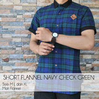 Kemeja Flannel Navy Green