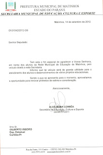 oficio de agradecimento