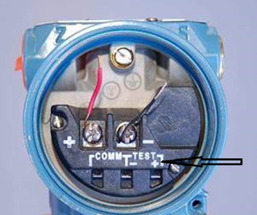 Rosemount Differential Pressure Transmitter showing ''test'' diode terminals