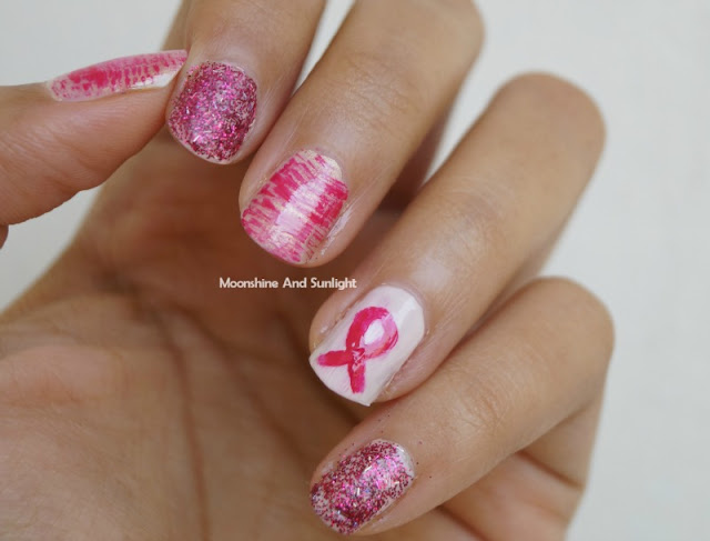 October Breast Cancer awareness nail art 