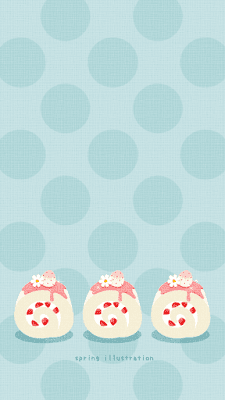 【白いちごのホワイトロールケーキ】スイーツのシンプルかわいいイラストスマホ壁紙/ホーム画面/ロック画面