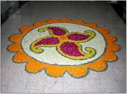 Simple Flower Rangoli Designs For Diwali