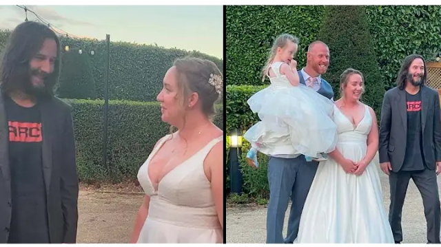 British couple gobsmacked as Keanu Reeves crashes their wedding reception