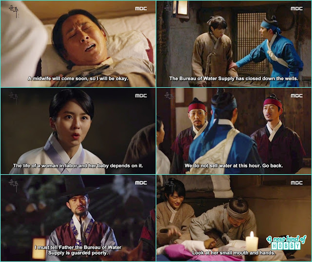 crown prince, ga eun and water boy go to take water from the water supply but Lee sun father take a bucket from there at night  - Master of the Mask: Episode 3 & 4