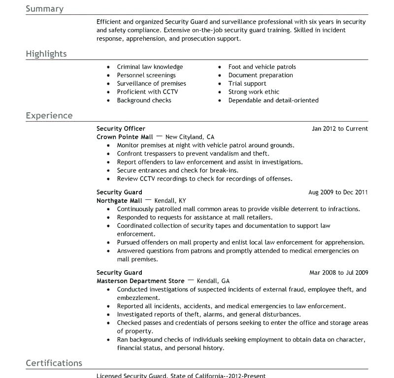 Security Guard Resume Example 2019 - Lebenslauf Vorlage Security Guard Resume Example 2019 - Lebenslauf Vorlage