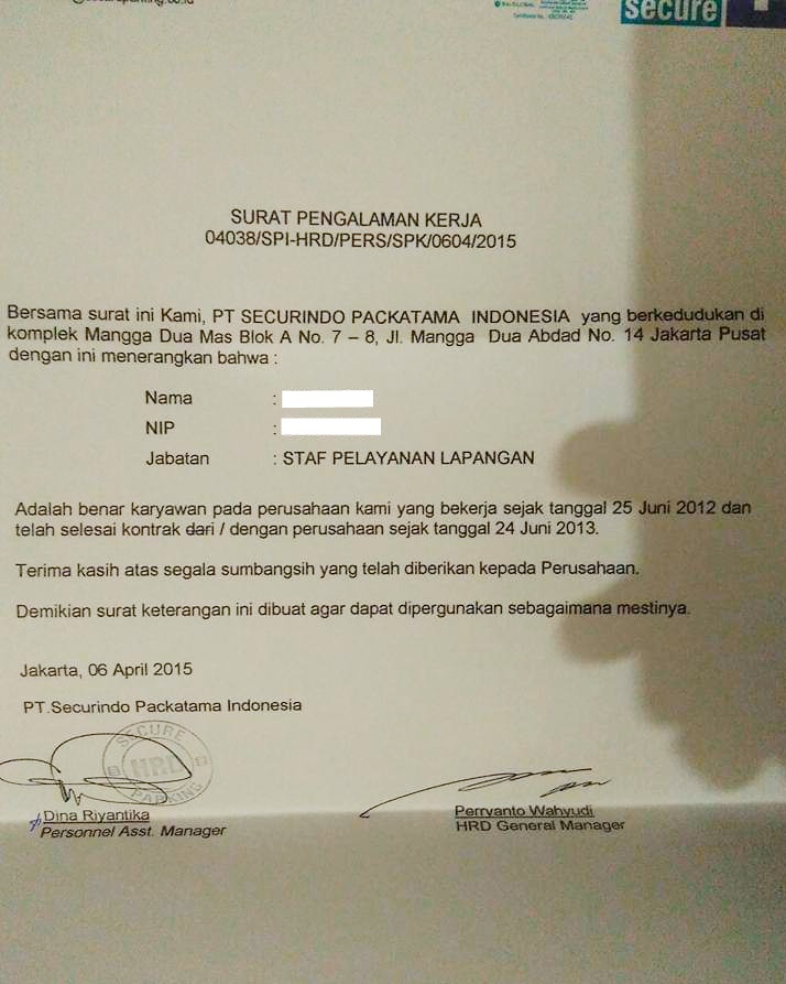 Contoh Paklaring Pt Securindo Packatama Indonesia Terbaru 2020 2021