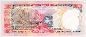 Image of 1000 Rupees Notes Indian Currency