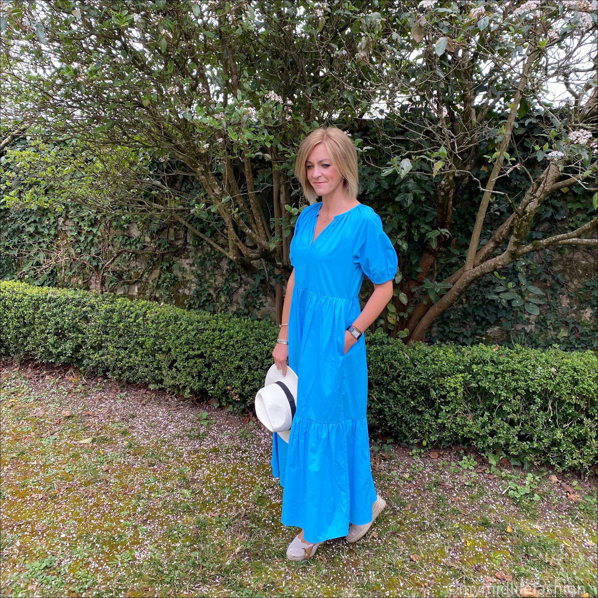 my midlife fashion, Great Plains crisp cotton tiered dress