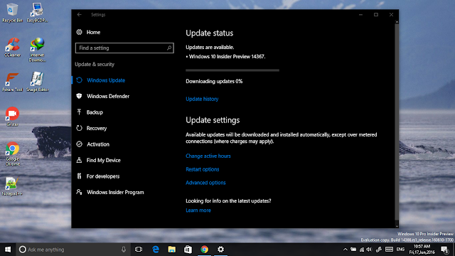  Cập nhật Windows 10 Preview Build 14367 cho Insider