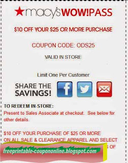 Free Printable Macy's Coupons