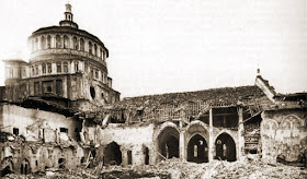 Santa Maria delle Grazie em Milão após bombardeio em 1943