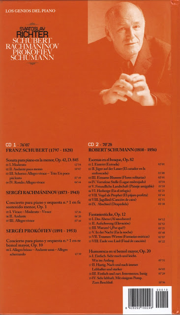 Imagen de Colección Los Genios del Piano-10-Sviatoslav Richter & Schubert, Rachmaninov, Prokofiev y Schumann-trasera