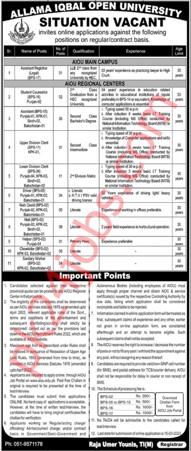 AIOU Jobs 2023 – Education Jobs 2023