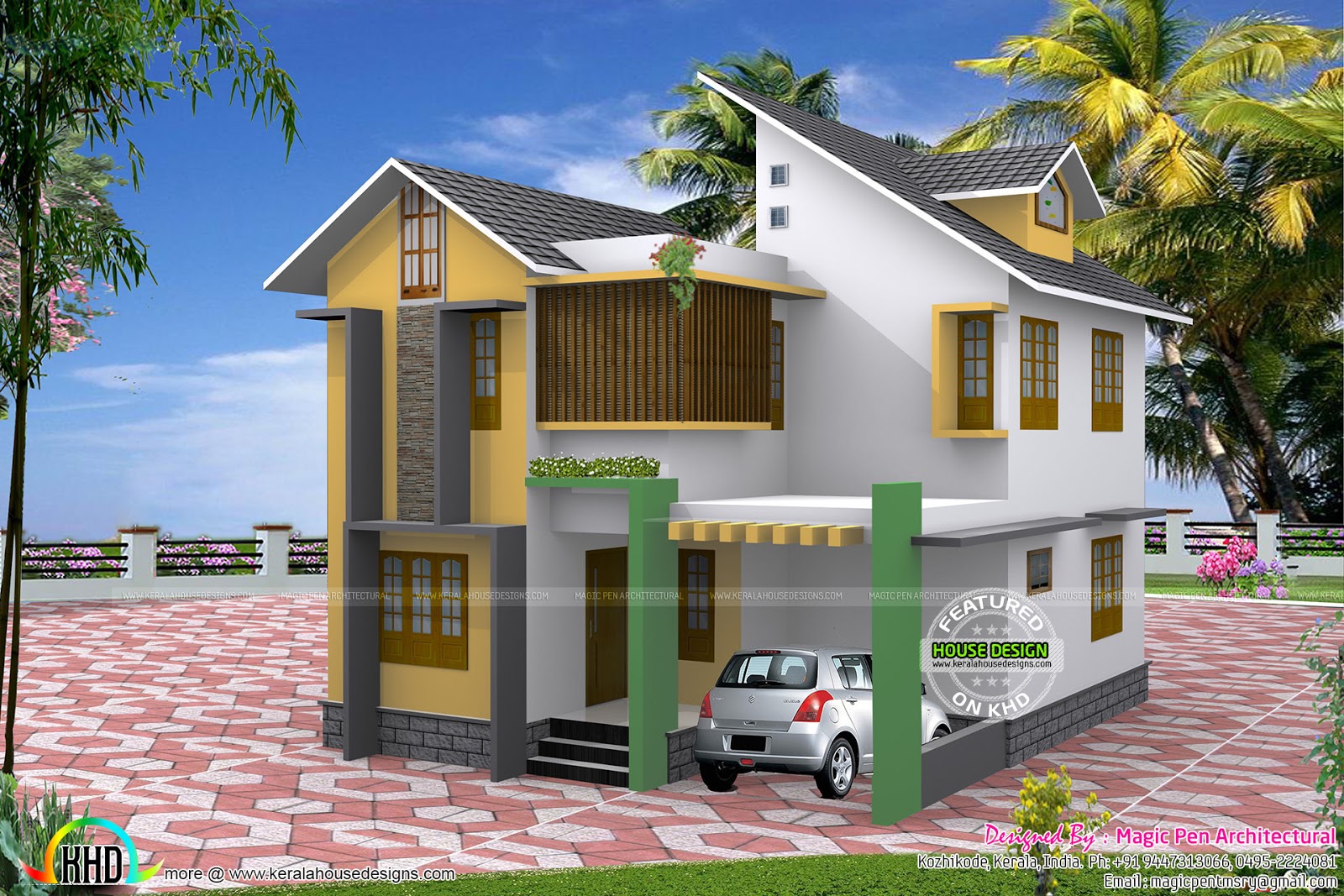 Three bedroom  small home  in 4  5  cents  Kerala home  design 